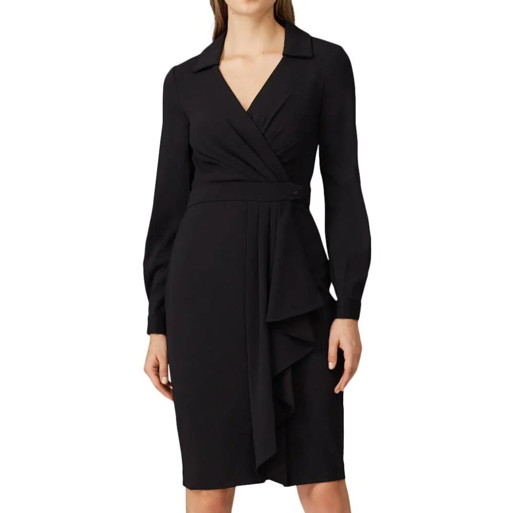 Badgley Mischka Black Wrap Dress Size 4 Career Sheath Work  Office Designer $440